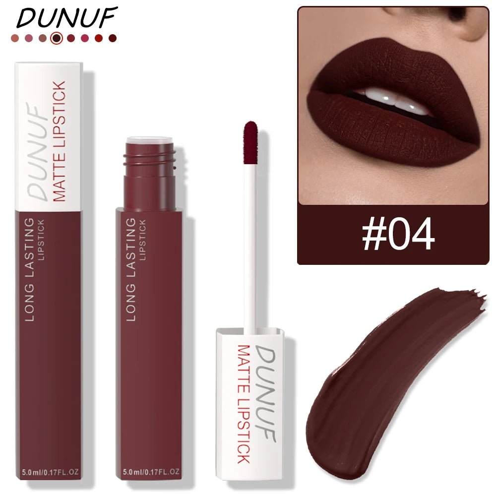 Long-Lasting Lip Gloss 1pcs: Matte Lipstick Non-Stick Cup Waterproof Nude Deep Red Mauve Christmas And Valentine's Day Gifts