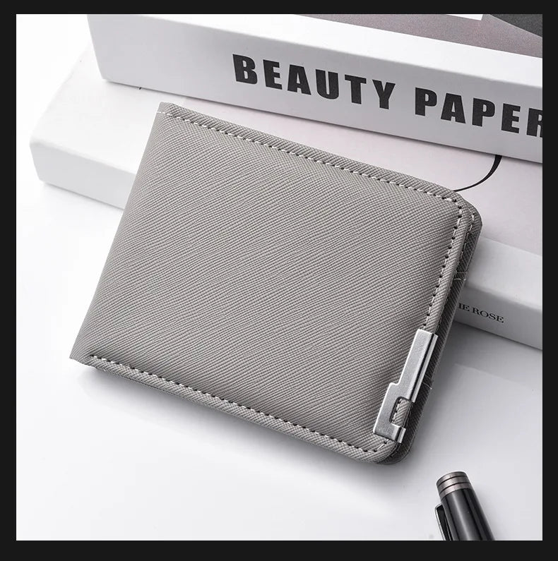 Men's Slim Wallet – PU Leather, Multi-Card Holder with Metal Accent, Lightweight & Stylish for Daily Use