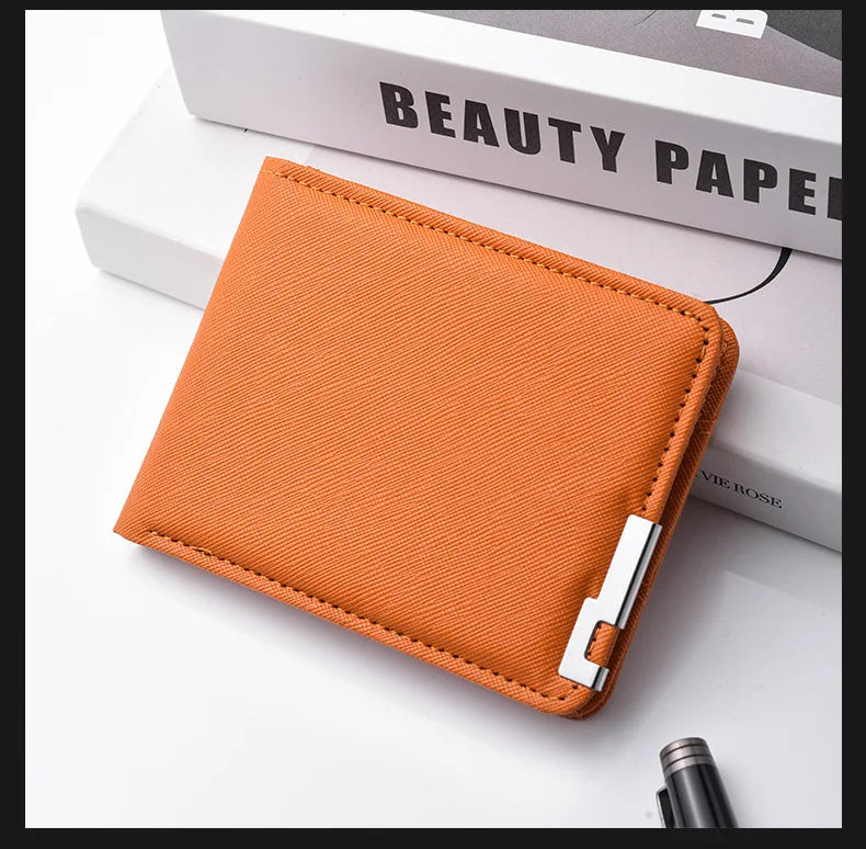 Men's Slim Wallet – PU Leather, Multi-Card Holder with Metal Accent, Lightweight & Stylish for Daily Use