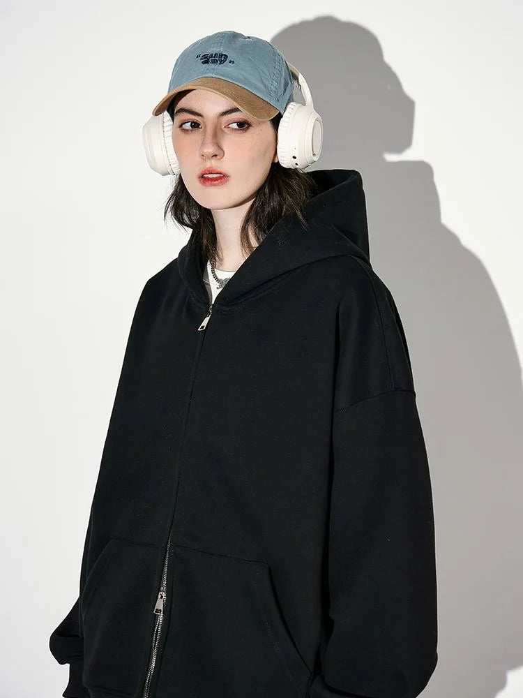Women's Fashion Warm Hooded Jacket Fall Autumn Winter Gray Long Sleeve Pocket Double Zipper Jacket Commuter Casual Women Jacket