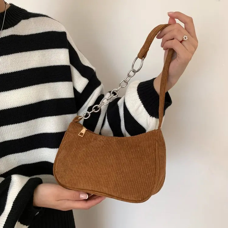 2023 Girls Women Crossbody Bags Shoulder Bags Purse Solid Color Top-Handle Bags Fashion Retro Corduroy Designer Handbags