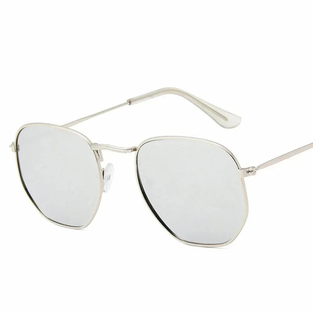Men Sunglases Hexagon Sun Glasses NEW Women Metal Frame Fishing Glasses Gold tea Eyewear Lentes De Sol Hombre Okulary UV400
