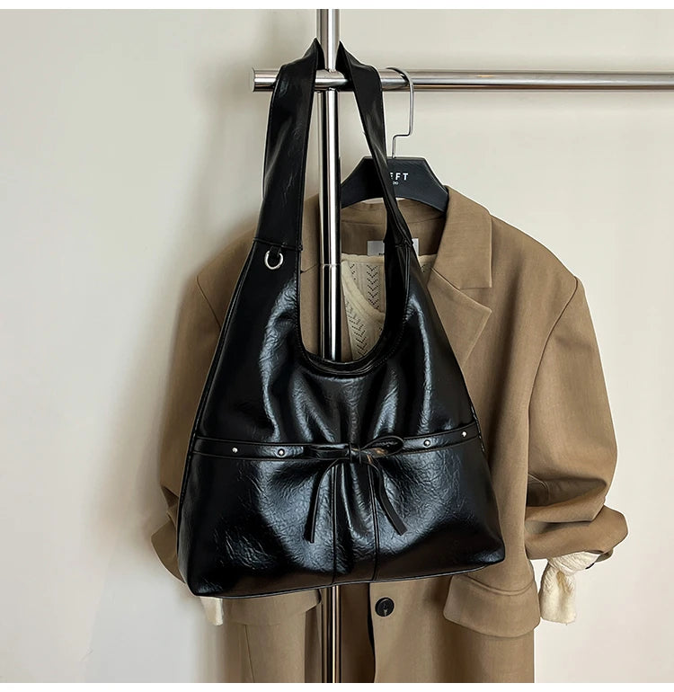 PU Large Capacity Hasp Tote Bags Solid Color High Quality Ladies Bags 2025 Hot Sale Light Luxury Commuting Women's Handbags