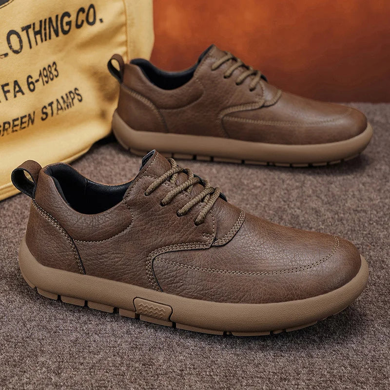 Shoes for Men Male Sneakers Leather Shoes Round Toe Apring and Autumn Wear-resistant Return To The Ancients Loafers All-match