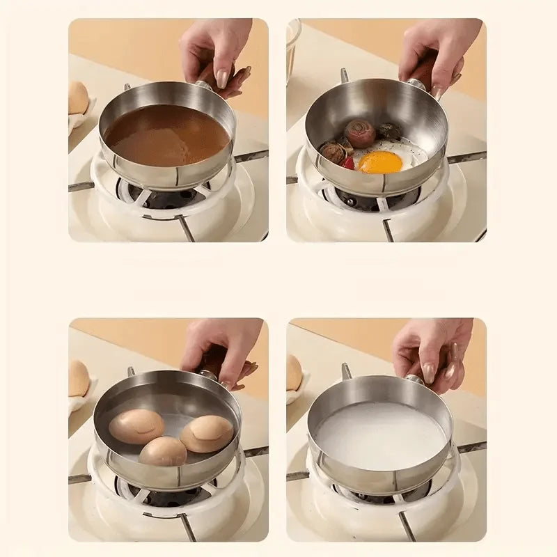 Pasta Cooker with Wooden Handle, Induction Compatible & Even Heat Distribution, Non-Slip Base Pot for Dorm & Office