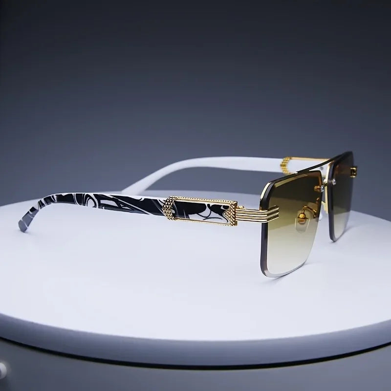Trendy Rimless Sunglasses for Men Women Fashion Frameless Rectangle Sun Glasses Retro Shades Summer Traveling Eyewear UV400