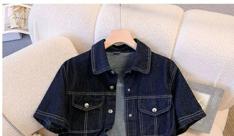 Women's Denim Jackets Streetwear Short Sleeve Summer Jean Jacket Outwear Ropa Mujer Fashion Retro Vintage Coat Cropped Tops