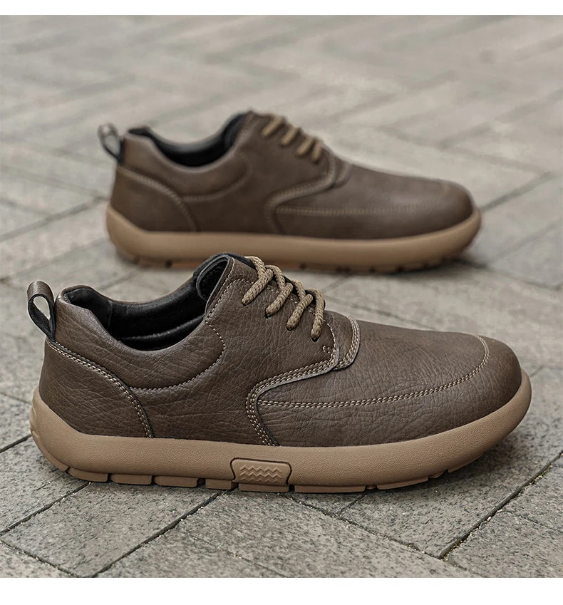 Shoes for Men Male Sneakers Leather Shoes Round Toe Apring and Autumn Wear-resistant Return To The Ancients Loafers All-match