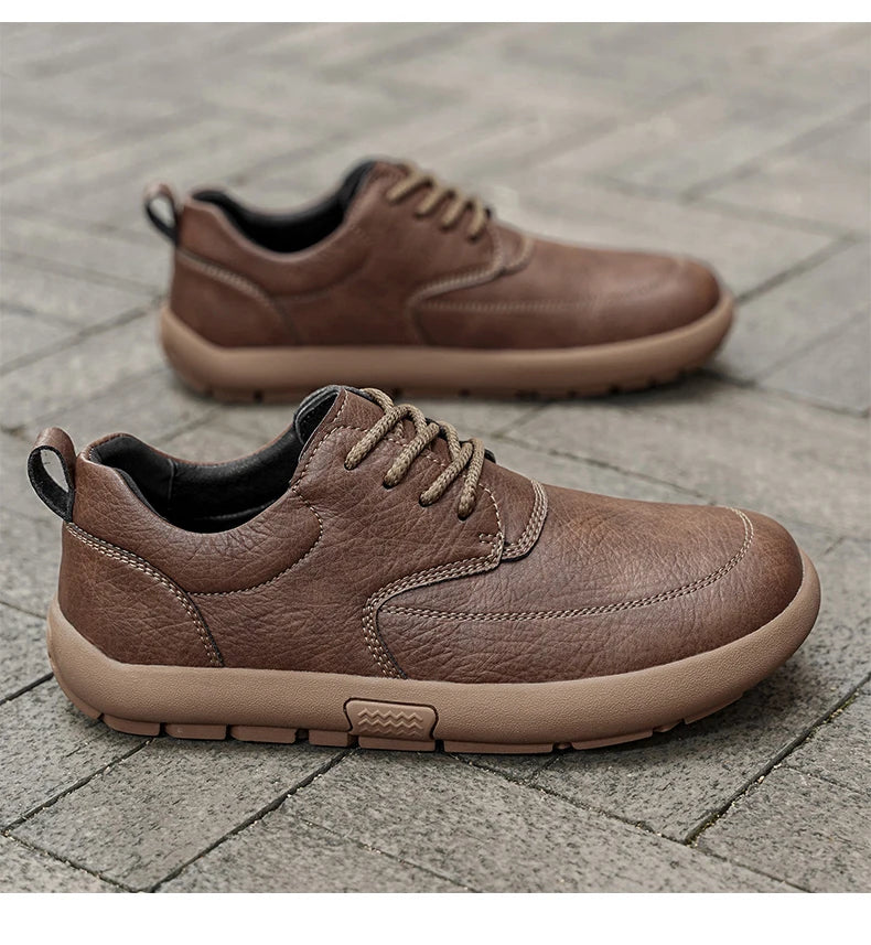 Shoes for Men Male Sneakers Leather Shoes Round Toe Apring and Autumn Wear-resistant Return To The Ancients Loafers All-match