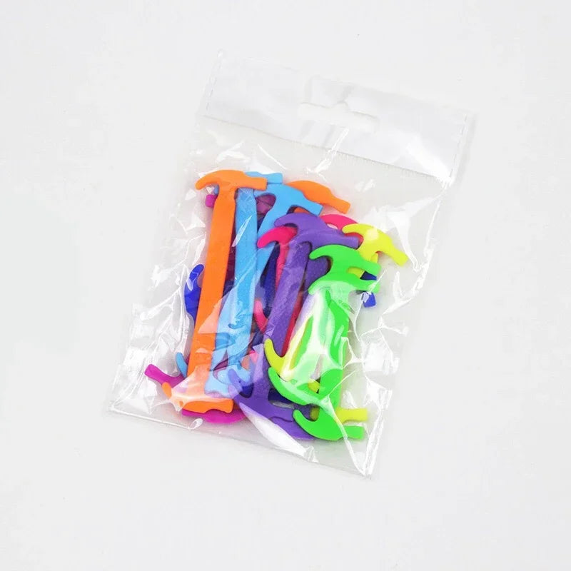 Silicone Elastic Shoelaces Without Ties Kids Adult Fashion Hammer Type Running Sneakers Rubber Band Shoes Laces Lazy Shoestrings