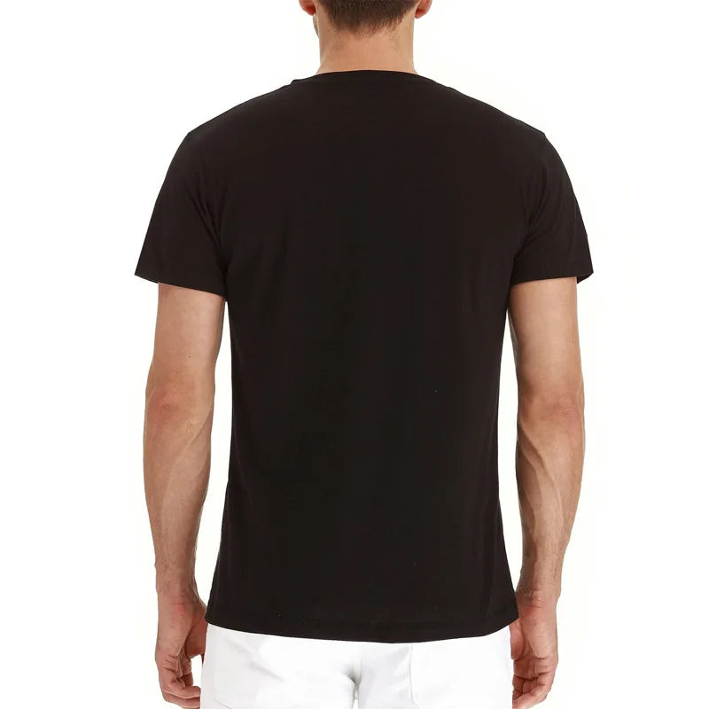 Summer Men T Shirt Short Sleeve Fashion Henley Collar Tshirt Solid Button Casual Men's Tshirts Cotton Tops Tees Mens Clothing