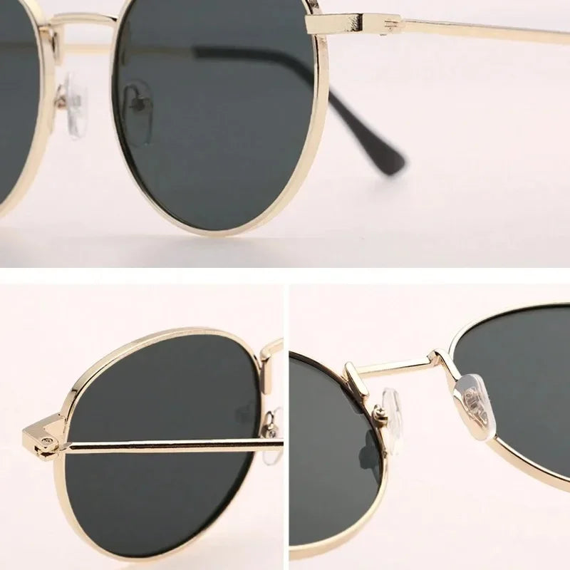 Sunglasses Women 2025 Classic Vintage Oval Sun Glasses Eyewear Round Mirror Small Metal Frame Oculos De Sol Gafas UV400