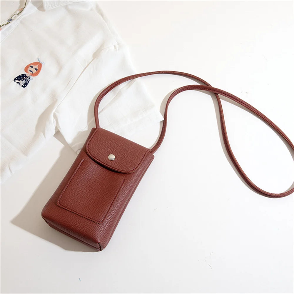 Girl Women Wallet Shoulder Mini Leather Bags Straps Mobile Phone Big Card Holders Wallet Handbag Money Pockets Girls Small Bags