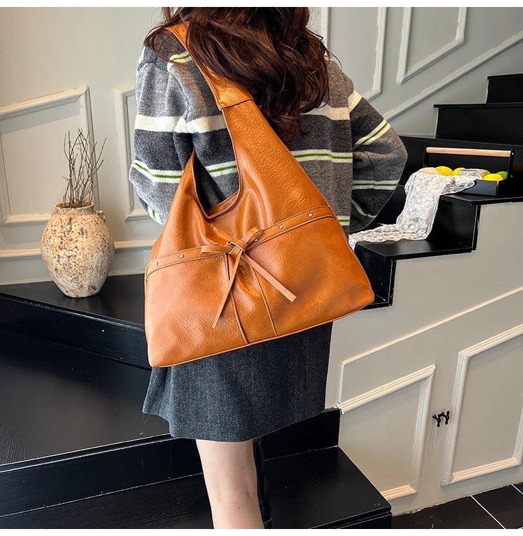 PU Large Capacity Hasp Tote Bags Solid Color High Quality Ladies Bags 2025 Hot Sale Light Luxury Commuting Women's Handbags