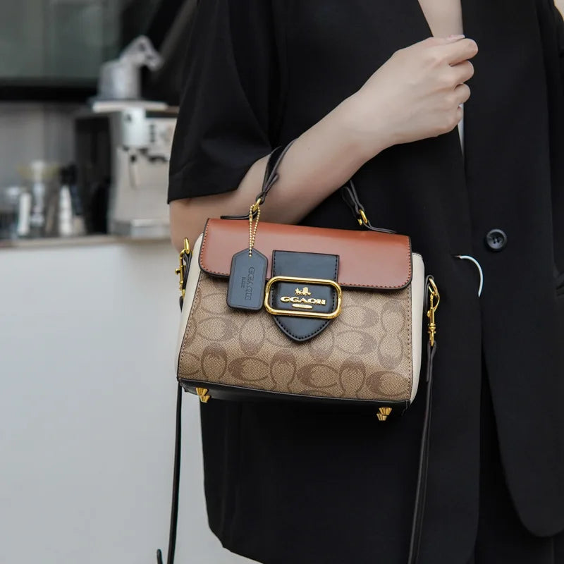 Fashionable and retro texture handbag for women, 2026 new model, with high-end color scheme, tote bag or crossbody bag