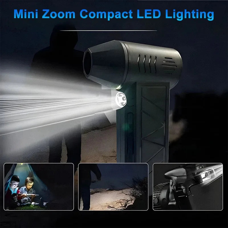 130000 RPM  Fan Electric Air Blower Brushless Motor High-Speed Violent Fan 52m/s Overheat Protection 4000mAh Battery