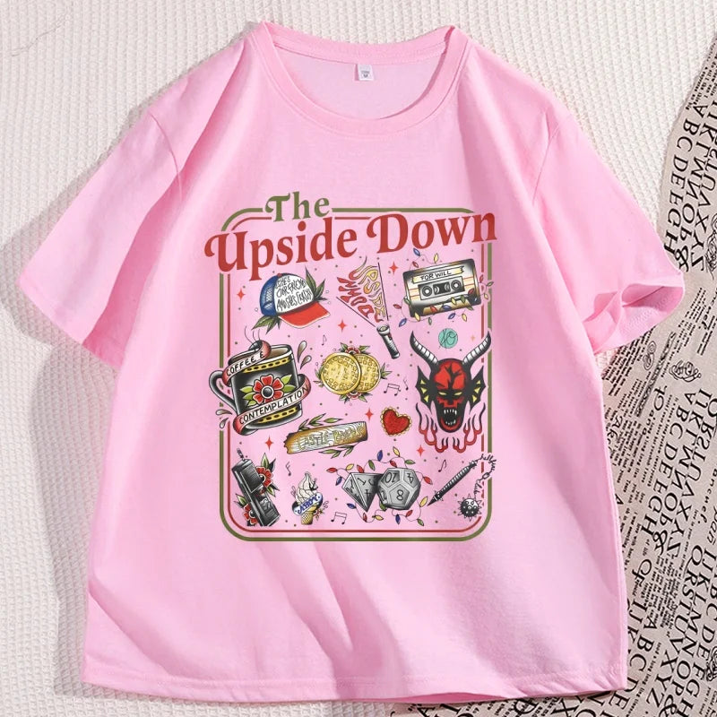 The Upside Down T Shirts for Man Woman Casual Cotton Short Sleeve T-shirt Round Neck Loose and Base Tshirt Graphic Tees