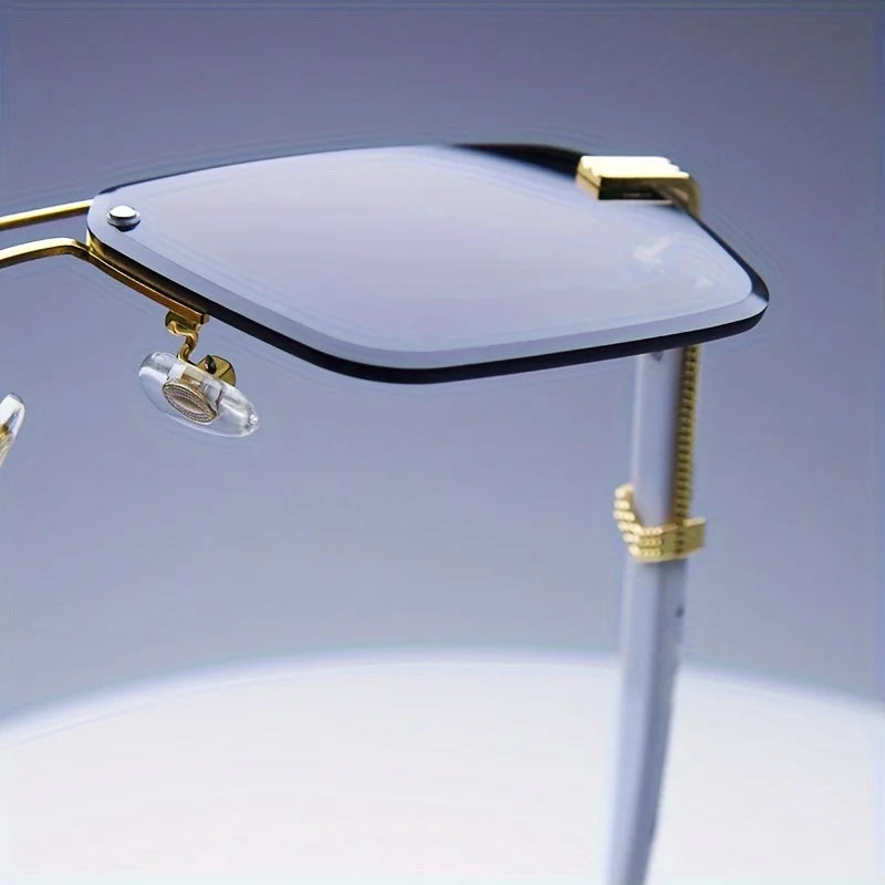 Trendy Rimless Sunglasses for Men Women Fashion Frameless Rectangle Sun Glasses Retro Shades Summer Traveling Eyewear UV400