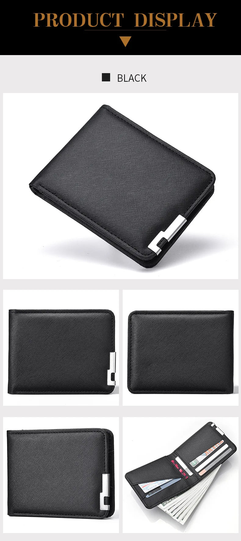 Men's Slim Wallet – PU Leather, Multi-Card Holder with Metal Accent, Lightweight & Stylish for Daily Use