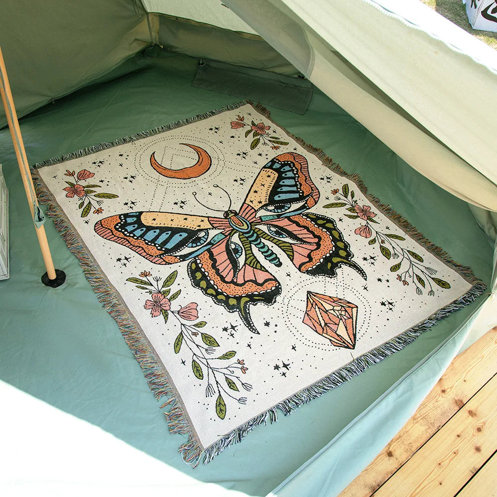 Hip Hop Blanket Sofa Towel Knit Punk Bedspread Pad Mat Bohemian Throw Travel Gothic Bedspread Sofa Cover Blankets Cotton Linen