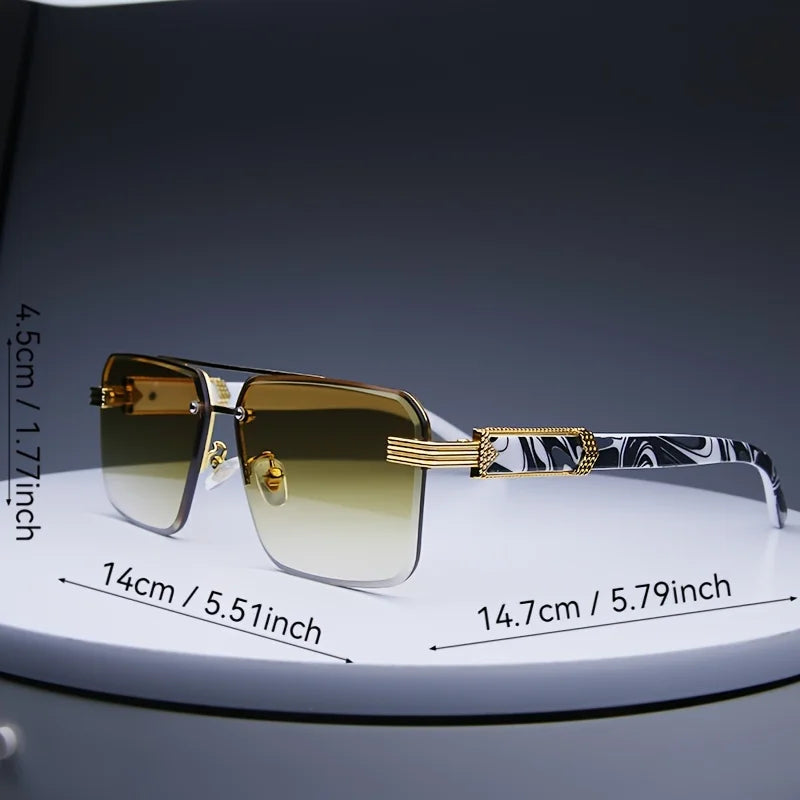 Trendy Rimless Sunglasses for Men Women Fashion Frameless Rectangle Sun Glasses Retro Shades Summer Traveling Eyewear UV400