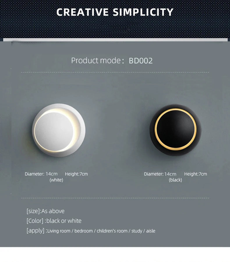 LED Modern Wall Lamp 5W 350 Degree Rotatable Wall Lamp For Stairs Living Room Bedroom Wall Light Home Office Fancy Light