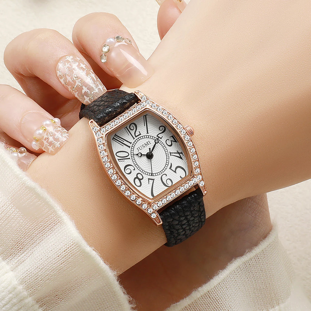 Women’s watch, student design, simple and elegant, lightweight luxury, niche fashion, sophisticated feel, wine barrel shape, exq