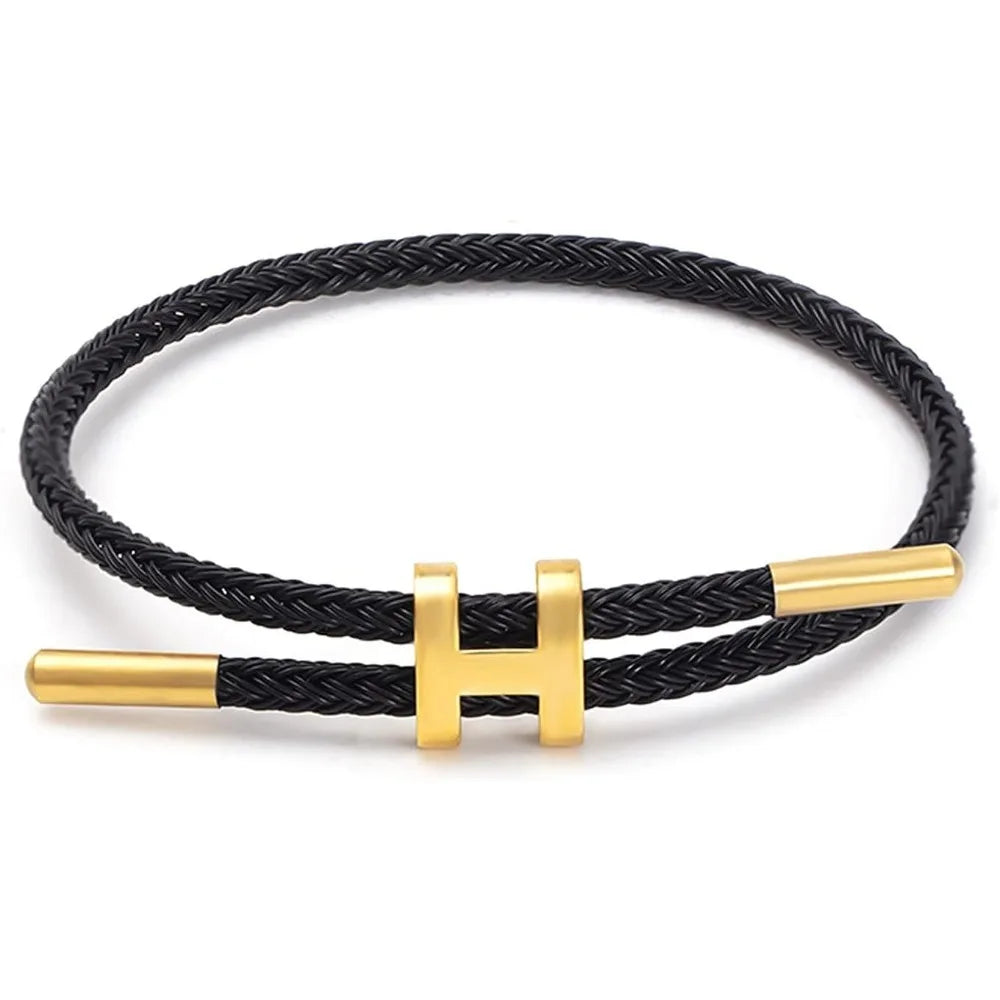Bracelets for Women Adjustable Charm Bracelet, 14K Gold-plated Buckle Stainless Steel Wire Rope Women's Gift Jewelry