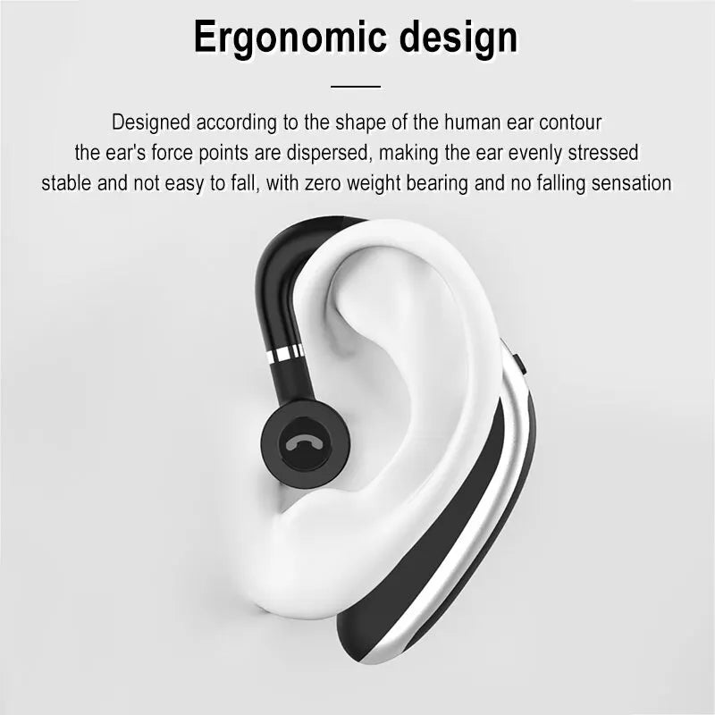 Wireless Headset Single Ear-Hook Bluetooth-compatible Headphone In-ear Car Call Business Sports Earphones With HD Mic For iPhone