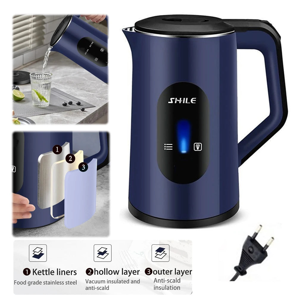 2.2L Stainless Steel Electric Kettle Hot 1500W Fast Boil Water Boiler Multifunctional Boil Water Pot For Home Making Tea Coffee
