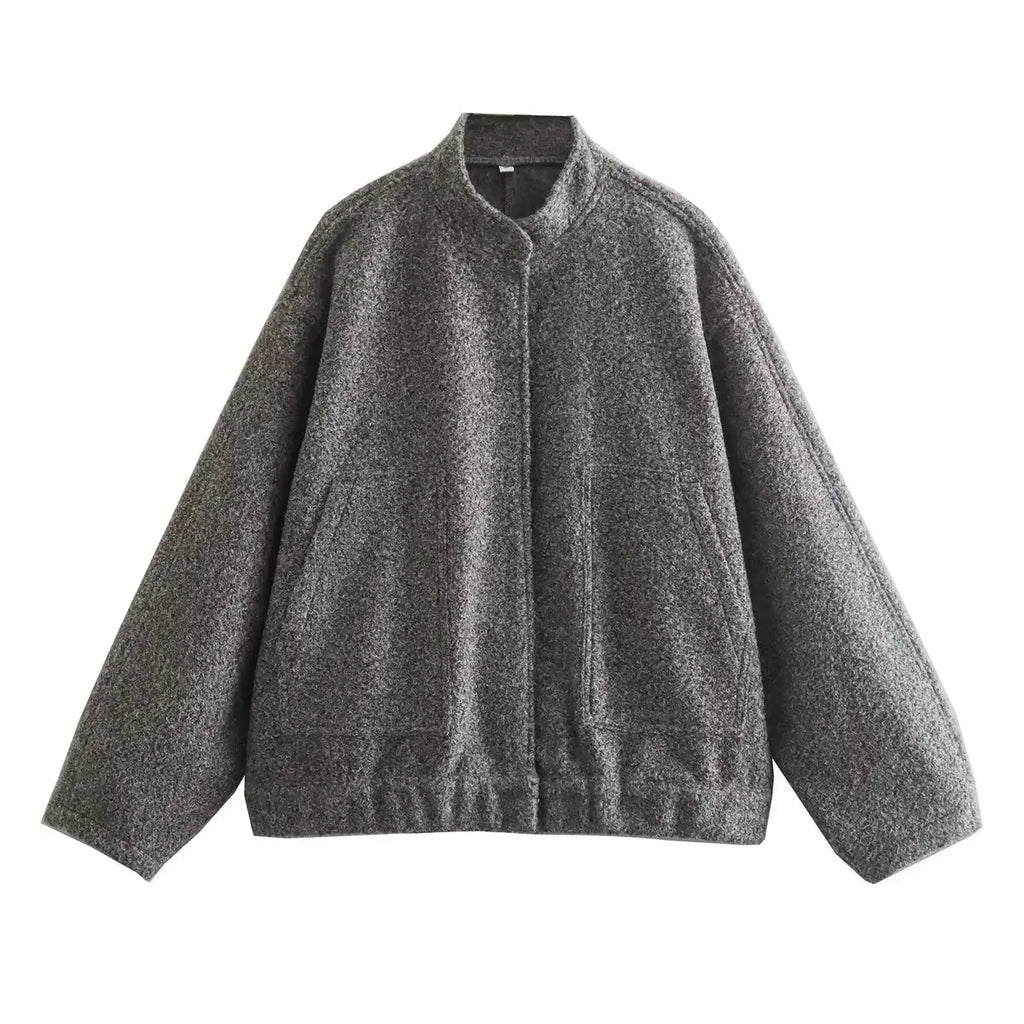 Casual Jackets For Women Fashion Chic Lady Long Sleeves Mock Neck Warm Coat Top Female Autumn Outwear Bomber Jackets Coats