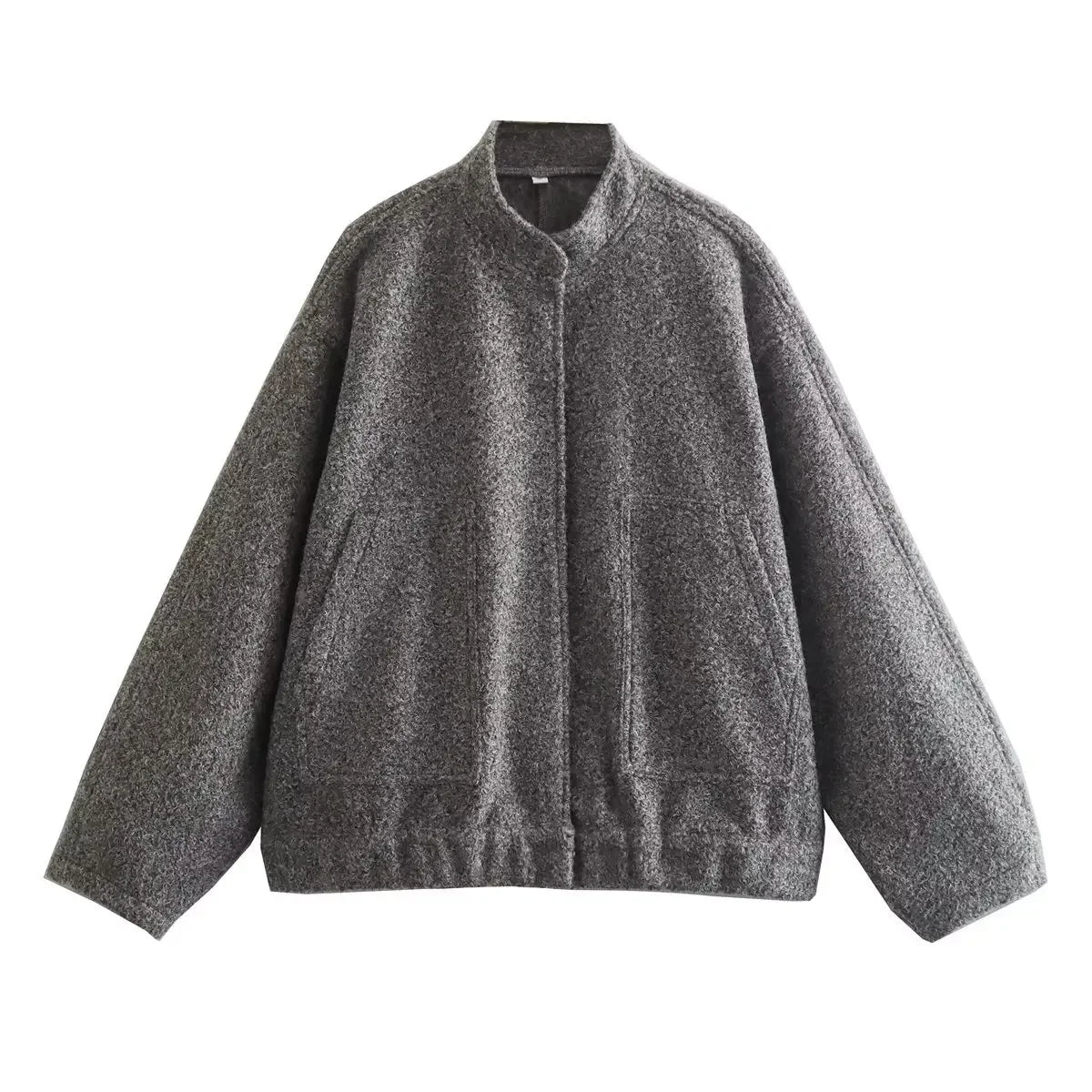 Casual Jackets For Women Fashion Chic Lady Long Sleeves Mock Neck Warm Coat Top Female Autumn Outwear Bomber Jackets Coats