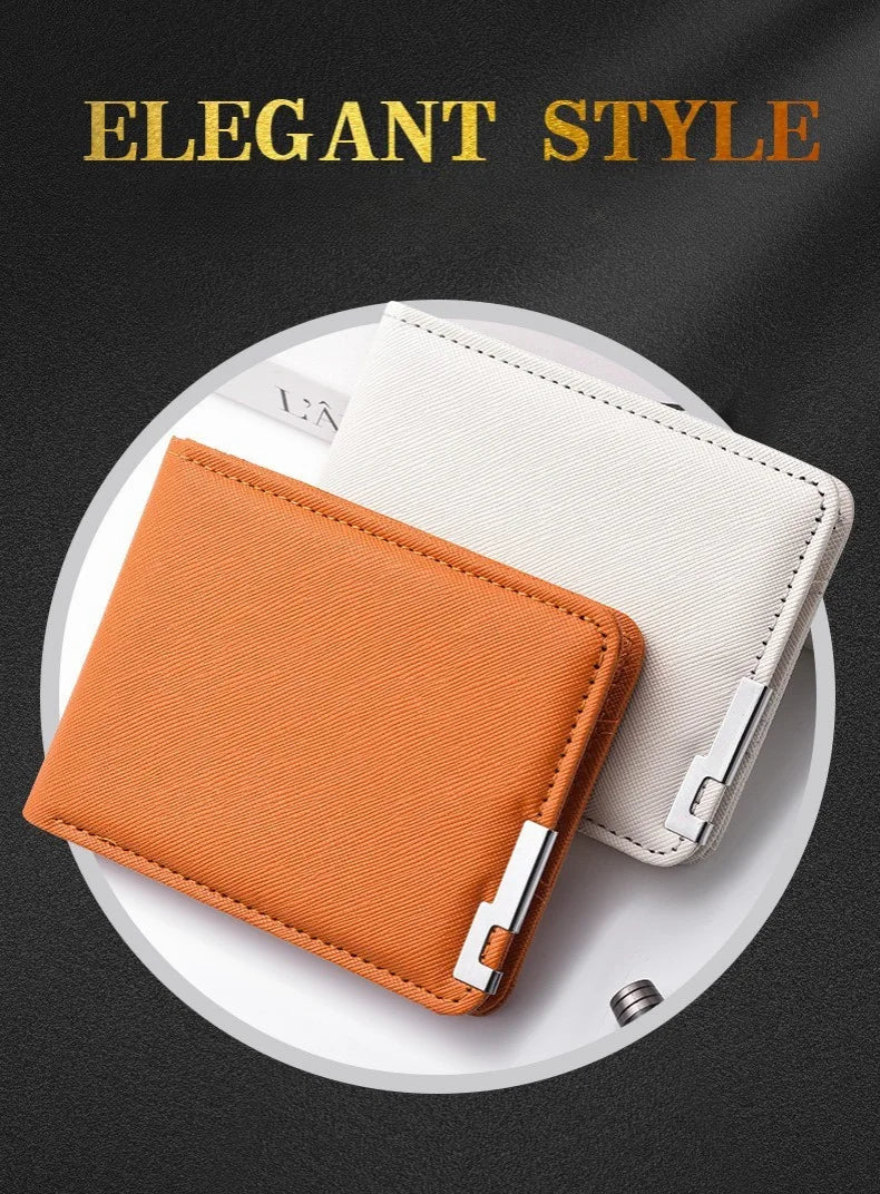 Men's Slim Wallet – PU Leather, Multi-Card Holder with Metal Accent, Lightweight & Stylish for Daily Use
