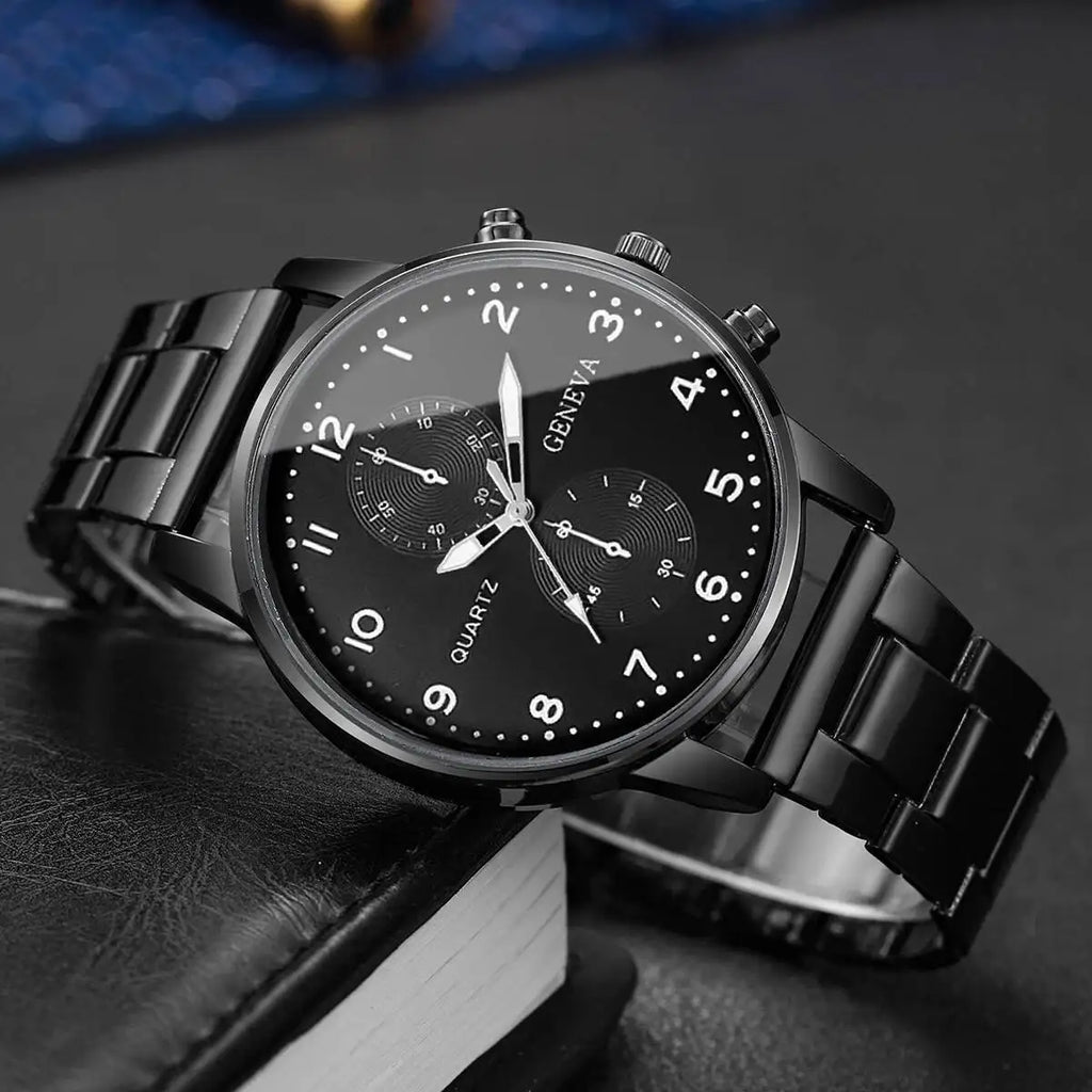 Mens Business Watches Fashion Quartz Wrist Watch for Man Black Clock Reloj Hombre（Without Box）
