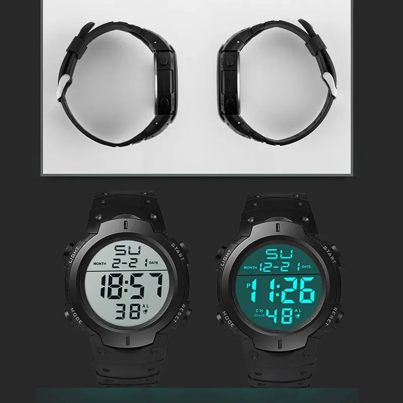 Men Sport LED Watches Men Digital Clock Multi-Functional Rubber Man Fitness Athlete Timekeeping Electronic Watch Reloj