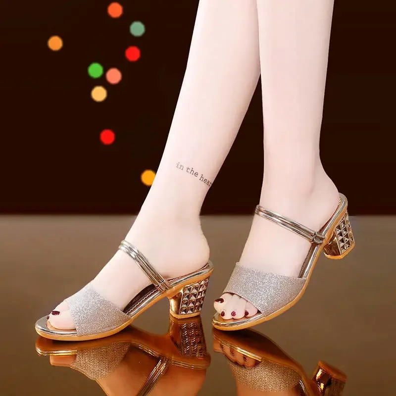 sandalias femininas women fashion comfort spring & summer golden high quality sandals lady elegant silver sexy party shoes a502