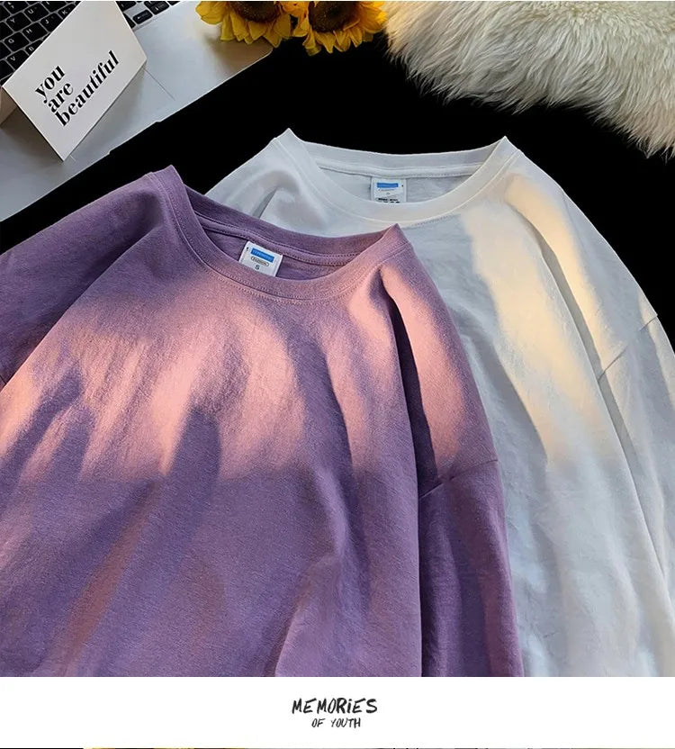 Men's Blank T-Shirt White S-3XL Oversized Solid Color Large Size Fashion Long Sleeve Top for Men And Women