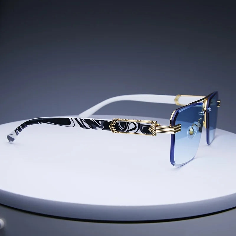 Trendy Rimless Sunglasses for Men Women Fashion Frameless Rectangle Sun Glasses Retro Shades Summer Traveling Eyewear UV400