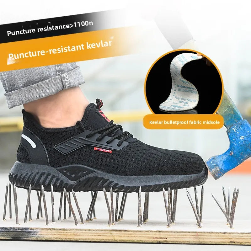 Safety Shoes Work Sneakers Steel Toe Men Women Anti Smash  Shoes Light BreathablePuncture Proof Work Boots Indestructible Safety