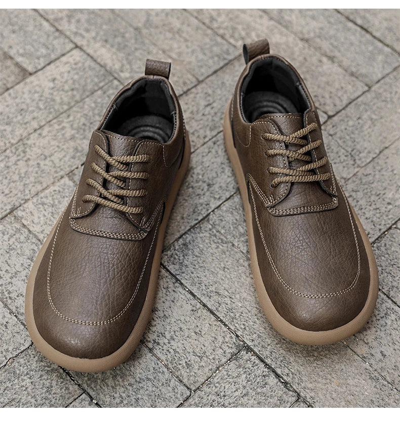 Shoes for Men Male Sneakers Leather Shoes Round Toe Apring and Autumn Wear-resistant Return To The Ancients Loafers All-match