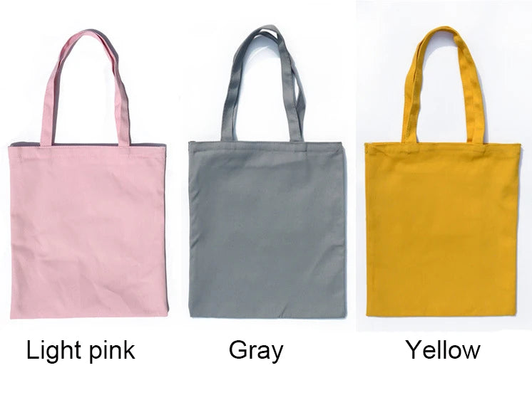 women Solid Canvas Casual Tote shoulder bags for girls female DIY handbags eco friendly shopping bag