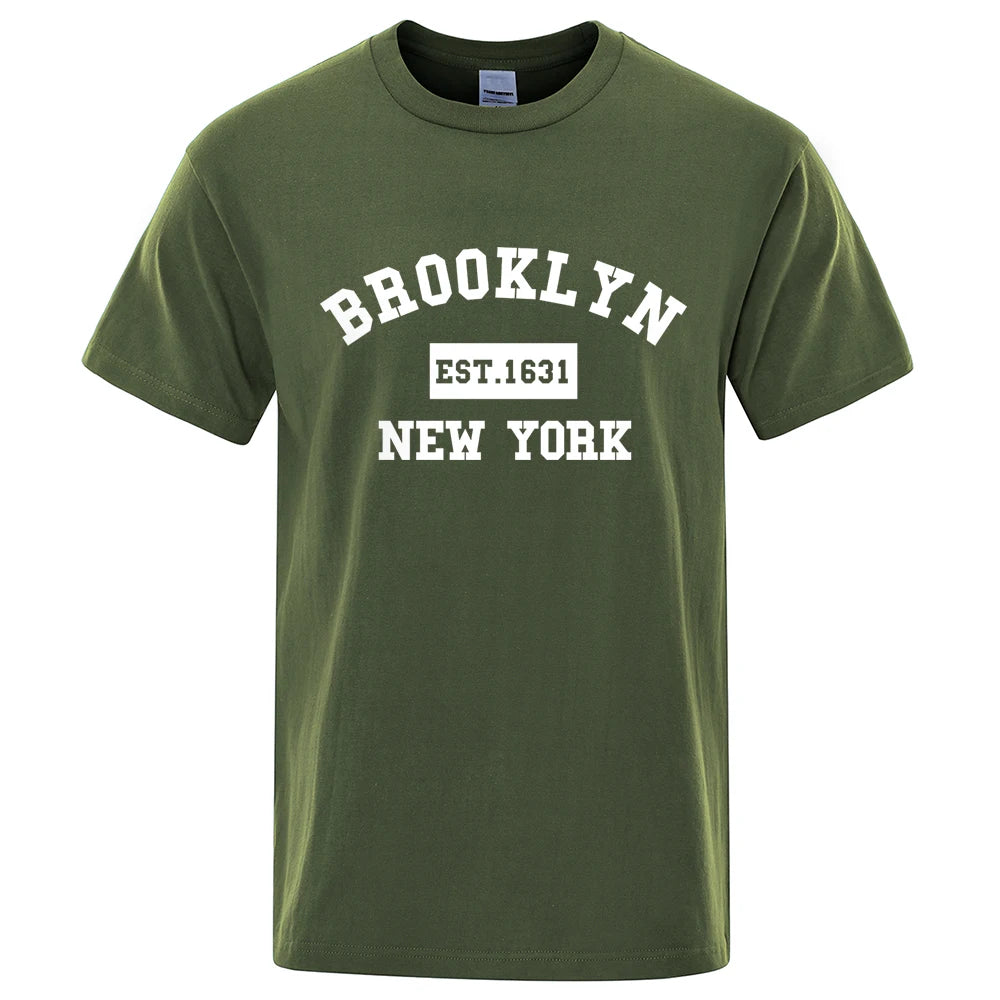 Mens 1631 New York Letter Print T-Shirt  Casual Loose T-Shirts Summer Cotton Tops Fashion Breathable Tee Clothing