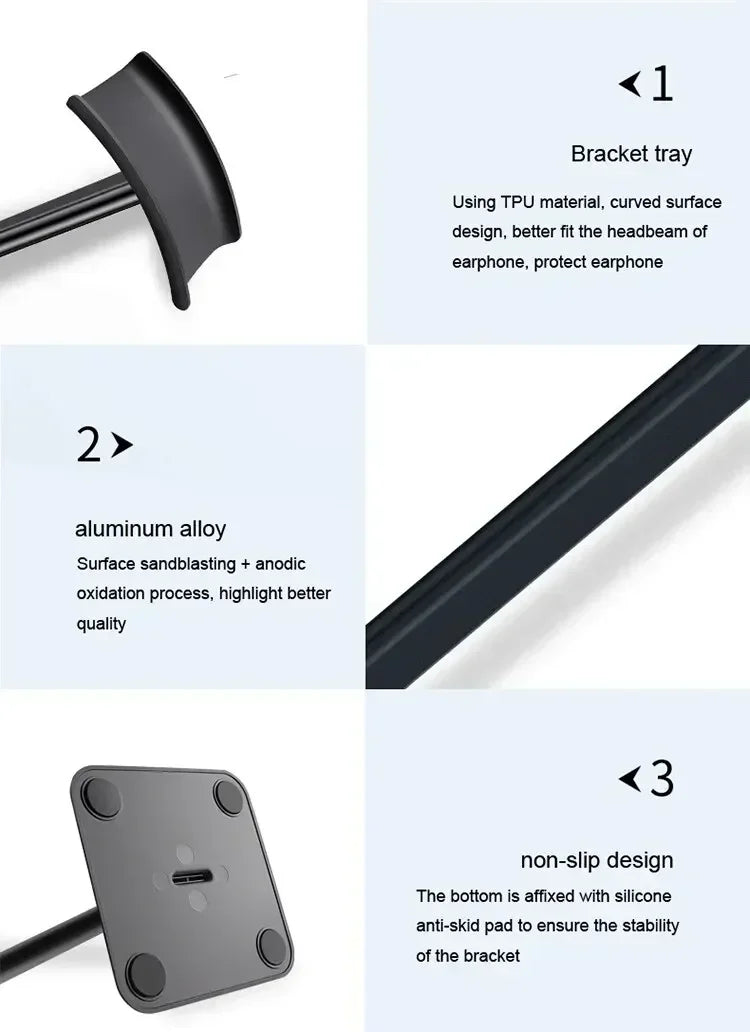 VIKEFON Headphone Stand Desktop Headset Holder-Desk Earphone Stand for All Headsets Such as Airpods Max HyperX Gaming Headphones