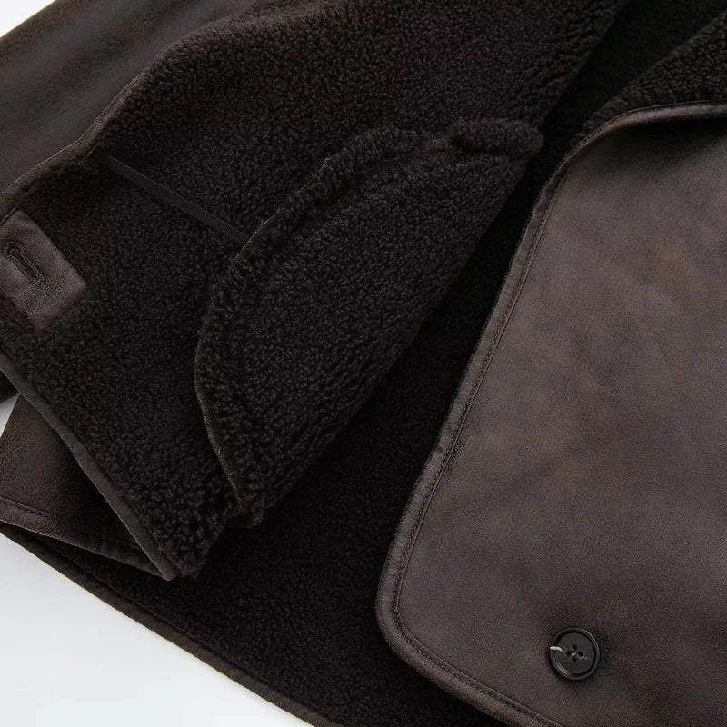 Women's Jackets 2025 New Faux Leather Jackets For Women Winter Warm Bomber Jacket Woman Long Sleeve Demi-Season Plush Jacket