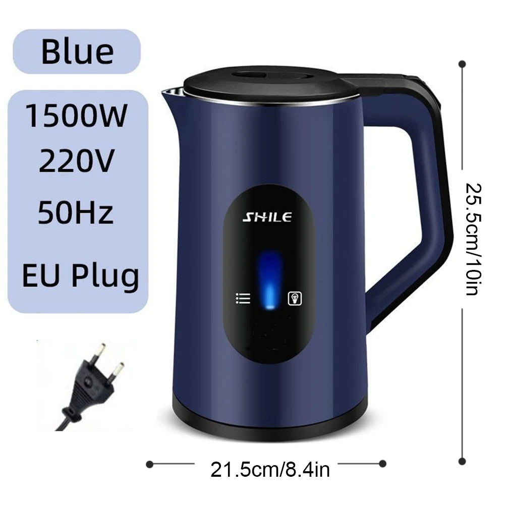 2.2L Stainless Steel Electric Kettle Hot 1500W Fast Boil Water Boiler Multifunctional Boil Water Pot For Home Making Tea Coffee