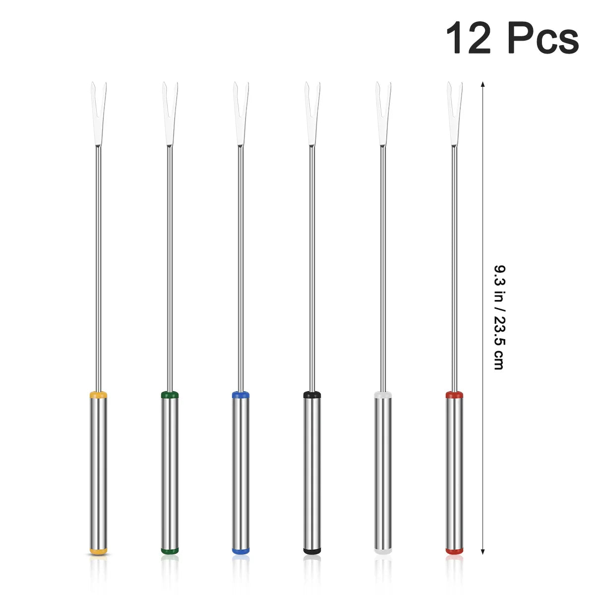 Fondue Fork Stainless Steel 12pcs 24cm with Heat Resistant Grip for Cheese Desserts Fruits Baking Roasting Kitchen Use