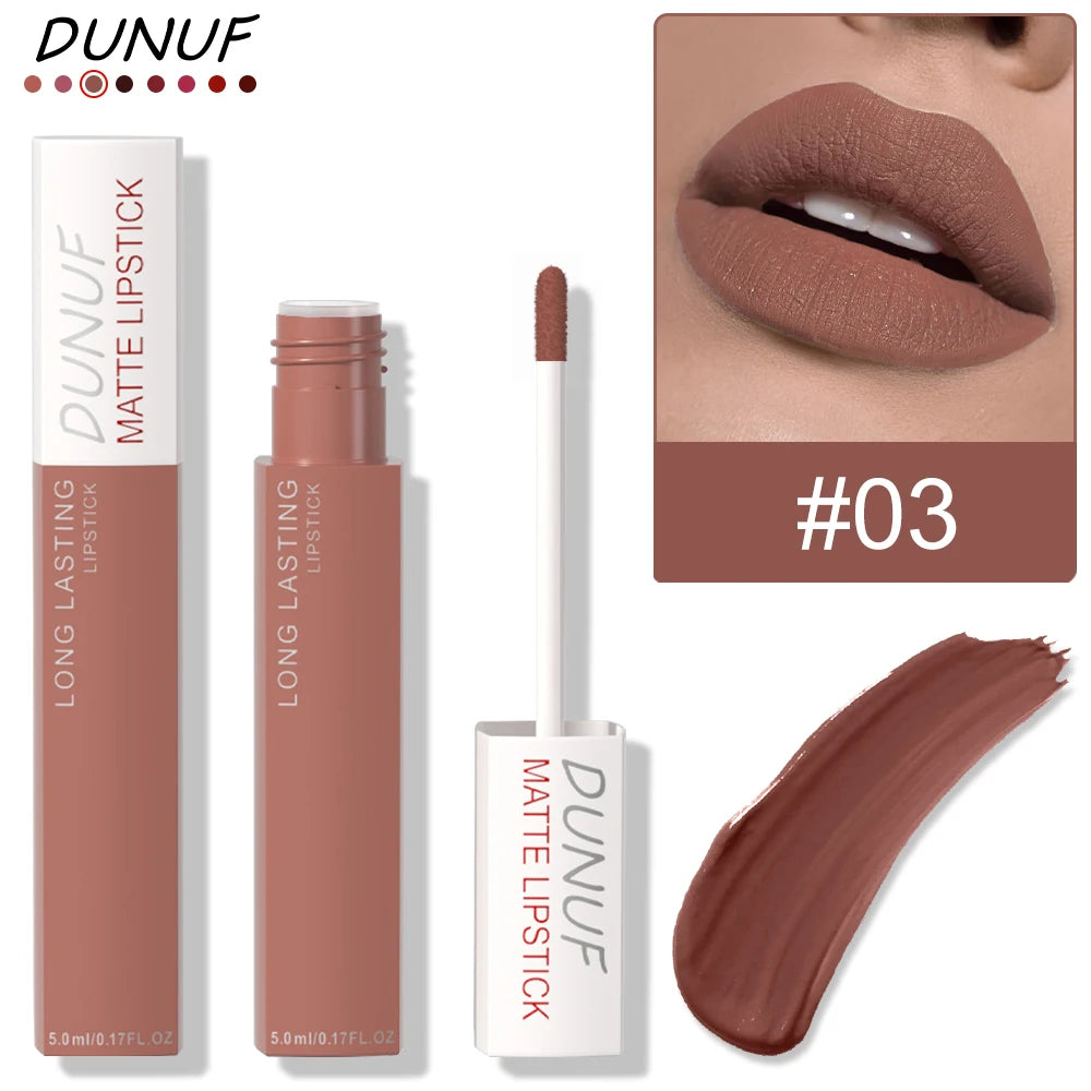 Long-Lasting Lip Gloss 1pcs: Matte Lipstick Non-Stick Cup Waterproof Nude Deep Red Mauve Christmas And Valentine's Day Gifts