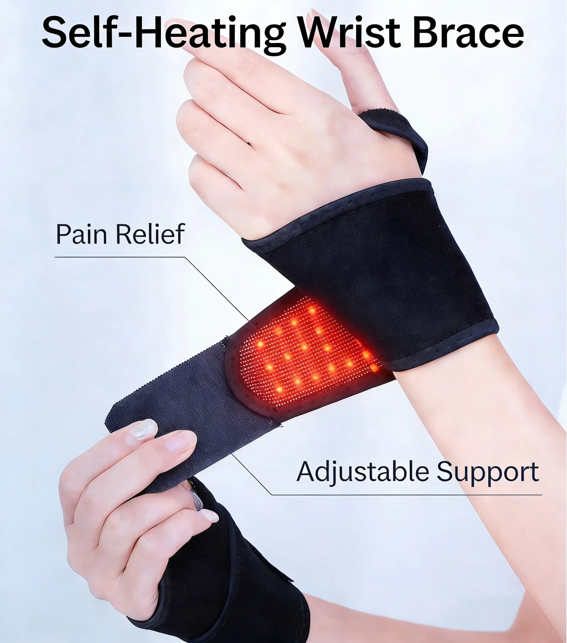 Title: Breathable Wrist Brace with Red Dot Therapy - Adjustable Compression Wrist Support Strap for Pain Relief, Sprain & Tendon
