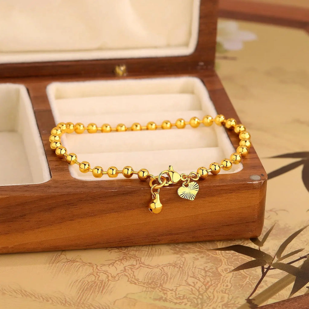 Beaded Bell Bracelet For Women Fashion Smooth Surface Design Minimalist Versatile Elegant High-End Jewelry Gift For Best Friend