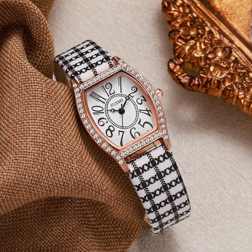 Women’s watch, student design, simple and elegant, lightweight luxury, niche fashion, sophisticated feel, wine barrel shape, exq
